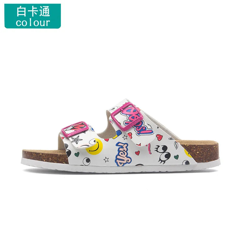 Unisex Buckle Flat Bottom Cork Slippers Summer Couple Beach Slippers Casual unisex Sandals unisex Shoes