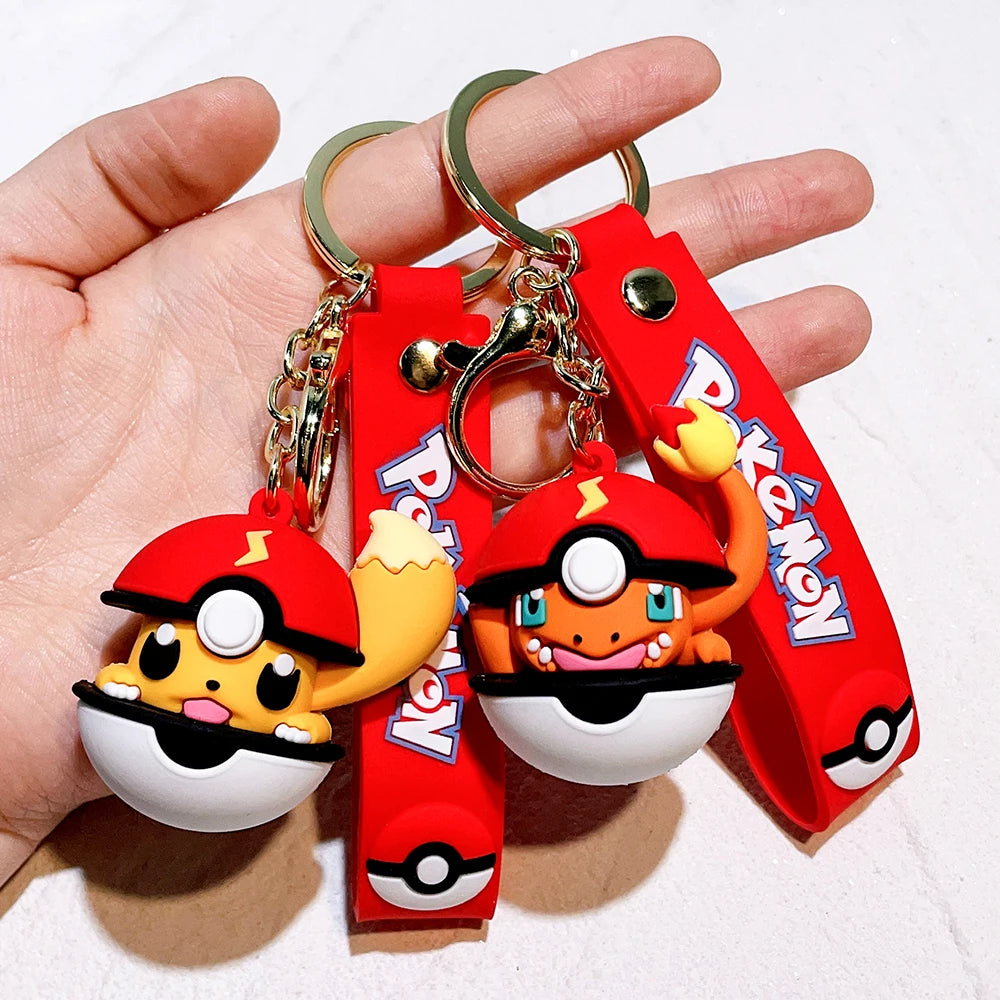 Pokemon Keychain batch Pendant Pokemon keyring Cute Pikachu Doll Bag Car Pendant for birthday Kids Gift Toys charm bulk gourd