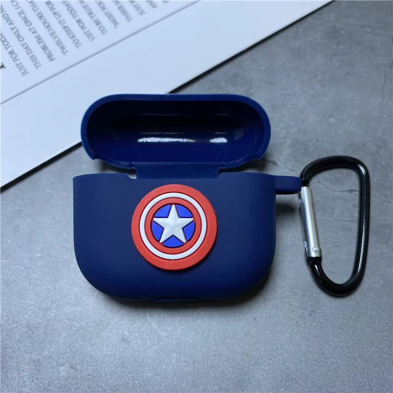 Cartoon Marvel Earphone Case for 2025 New Airpods 3 Silicone Wireless Bluetooth Earbuds Charger Protective Cover With Hook
