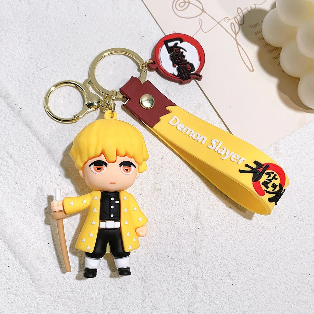Cartoon Anime Ghost Slayer: Blade Doll Silicone Keychain Creative Trend Two-dimensional Soft Rubber Keychain Pendant Wholesale