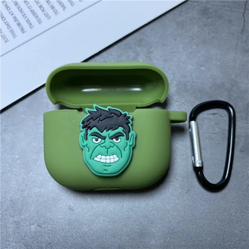 Cartoon Marvel Earphone Case for 2025 New Airpods 3 Silicone Wireless Bluetooth Earbuds Charger Protective Cover With Hook