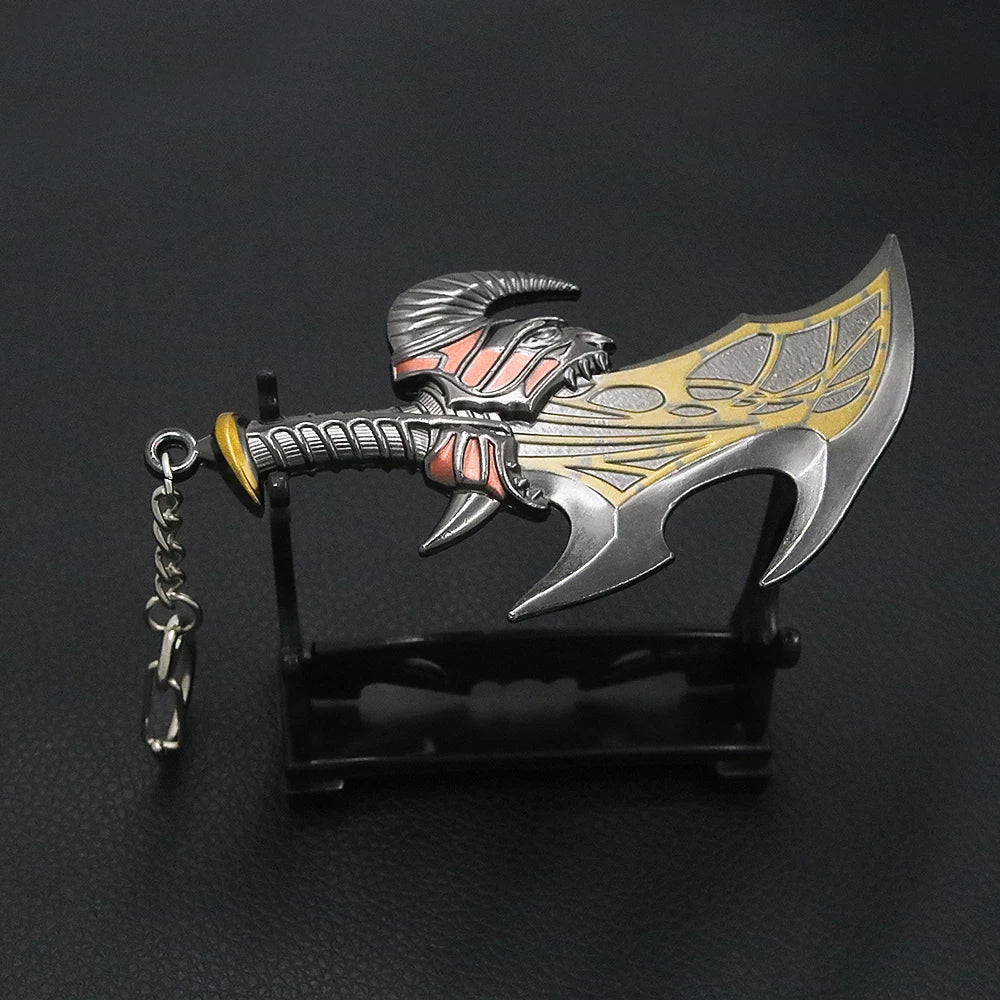 Game God of War 5 Ragnarok Key Chain Kratos Ares Thor's Hammer Blades of Exile Leviathan Axe Weapon Keychain for Men Jewelry