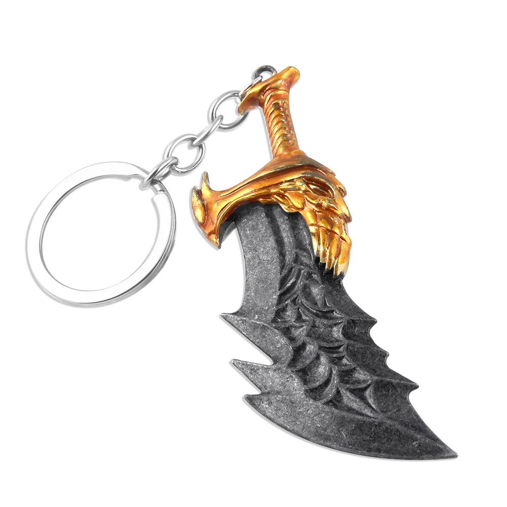 Game God of War 5 Ragnarok Key Chain Kratos Ares Thor's Hammer Blades of Exile Leviathan Axe Weapon Keychain for Men Jewelry