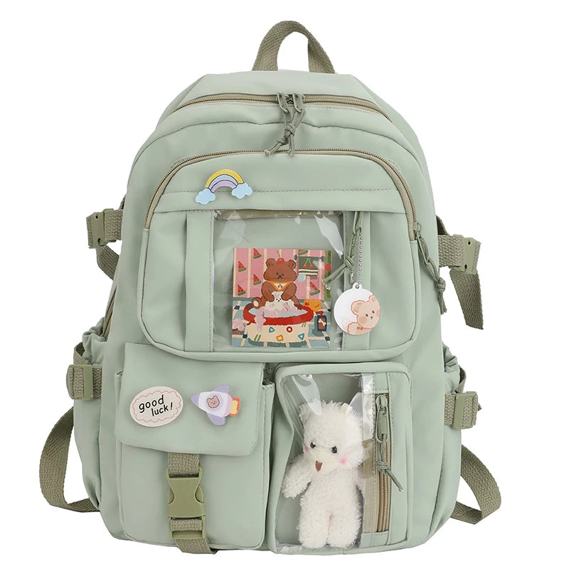 Cute Women Backpacks Waterproof Multi-Pocket Nylon, Female,Girls Kawaii Laptop Book Pack Mochilas