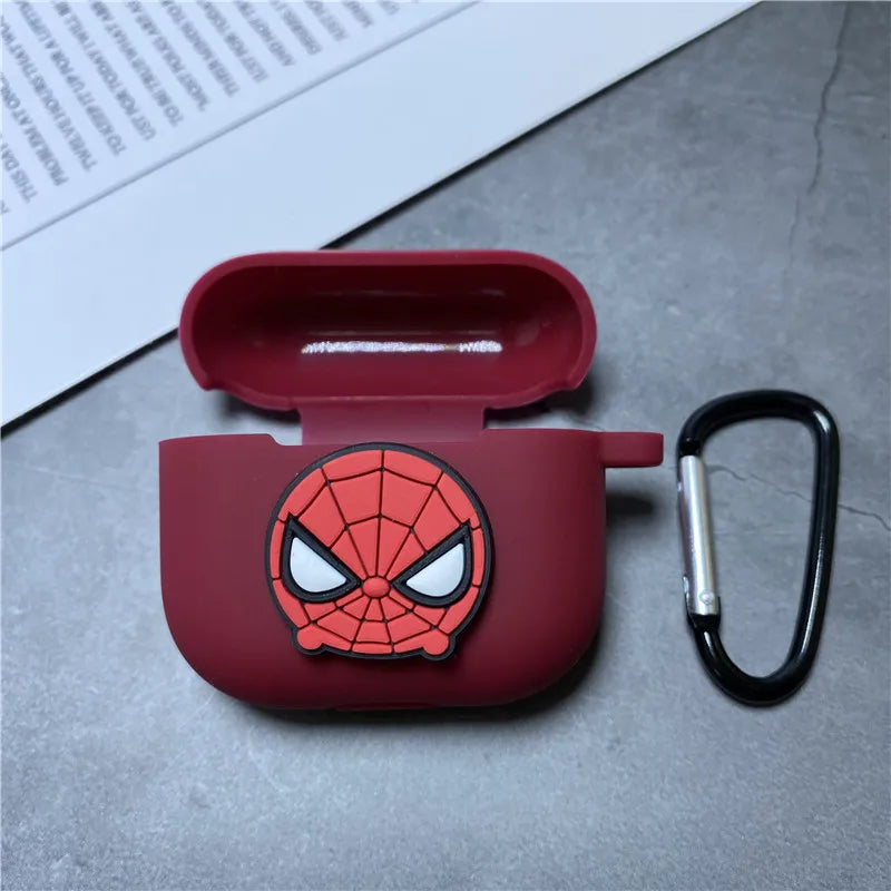 Cartoon Marvel Earphone Case for 2025 New Airpods 3 Silicone Wireless Bluetooth Earbuds Charger Protective Cover With Hook