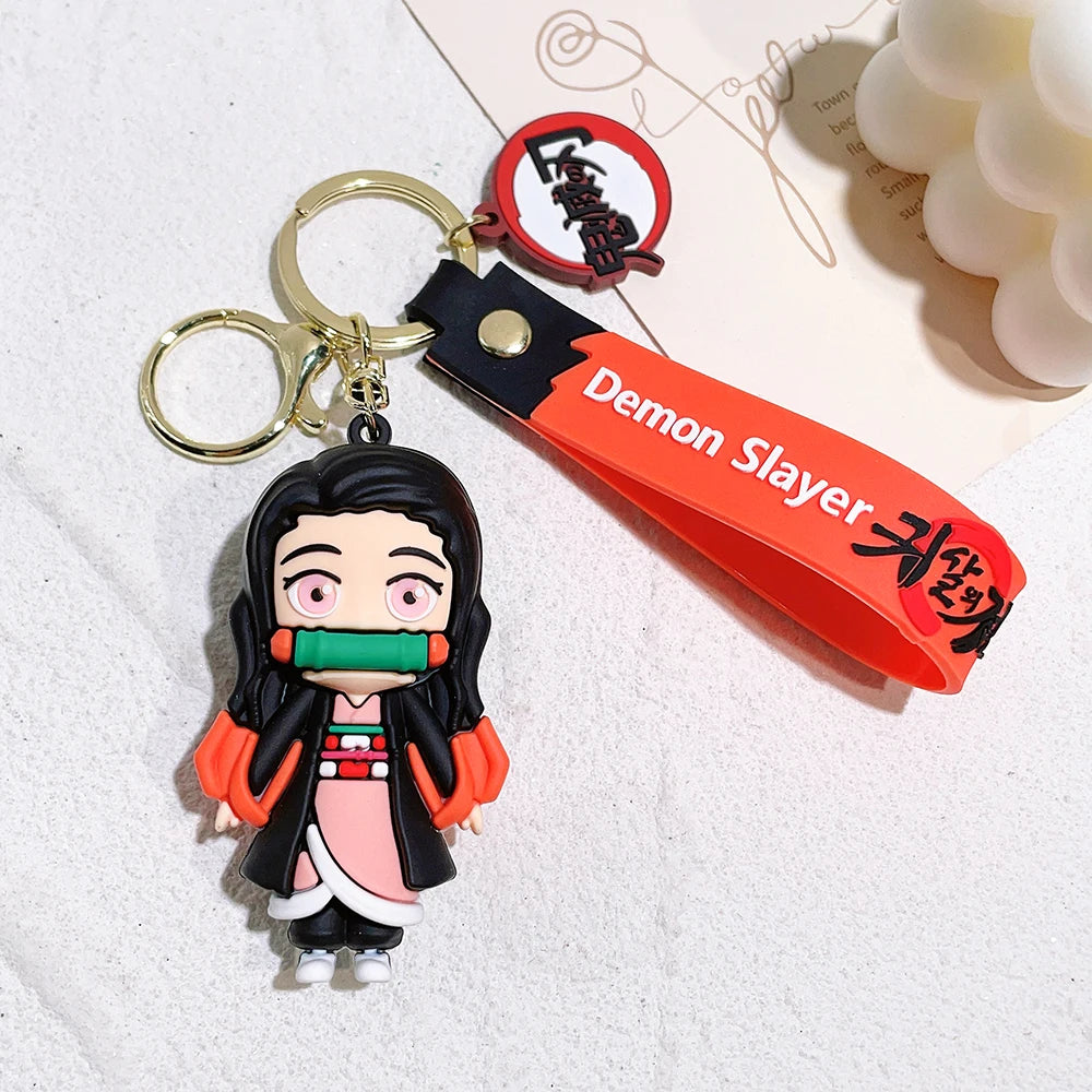 Cartoon Anime Ghost Slayer: Blade Doll Silicone Keychain Creative Trend Two-dimensional Soft Rubber Keychain Pendant Wholesale