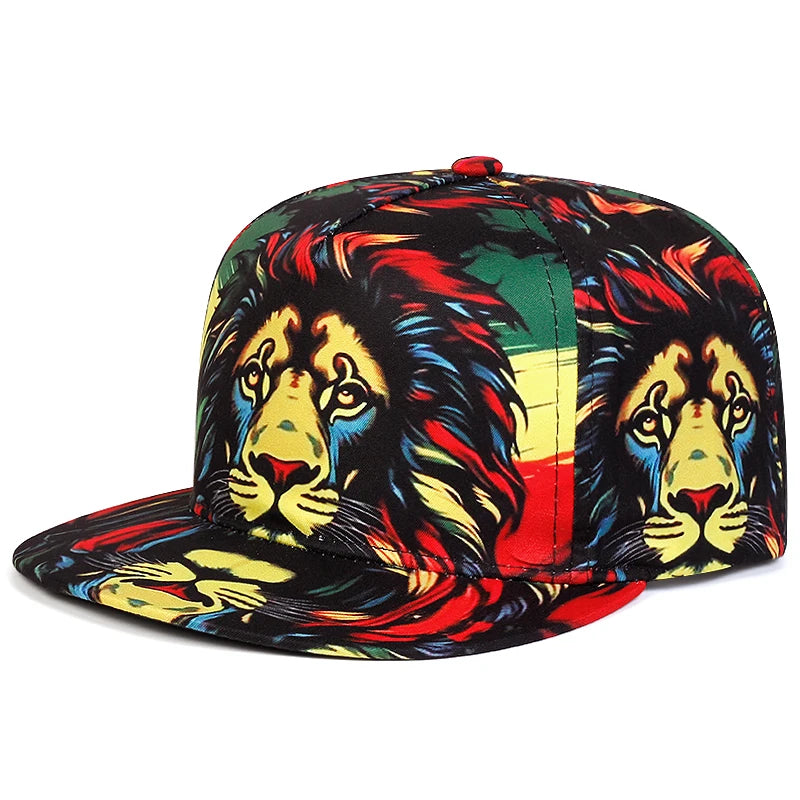 Men's Lion Animal Cartoon Printing Baseball Hat Hip Hop Fashion Women's Snapback hat Leisure Sports Button Hat Adjustable