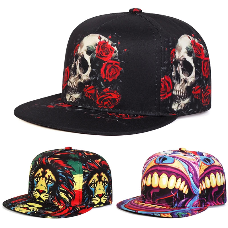 Men's Lion Animal Cartoon Printing Baseball Hat Hip Hop Fashion Women's Snapback hat Leisure Sports Button Hat Adjustable