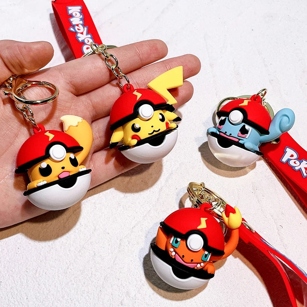Pokemon Keychain batch Pendant Pokemon keyring Cute Pikachu Doll Bag Car Pendant for birthday Kids Gift Toys charm bulk gourd