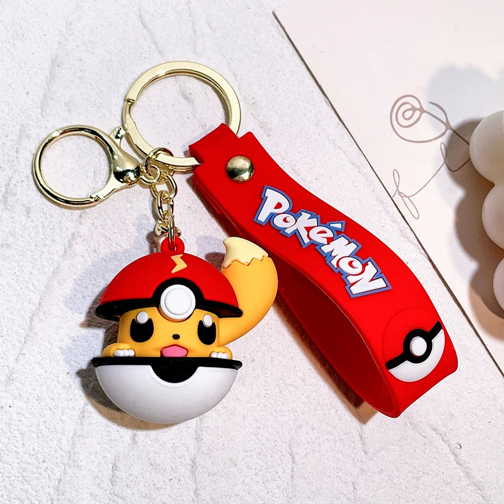 Pokemon Keychain batch Pendant Pokemon keyring Cute Pikachu Doll Bag Car Pendant for birthday Kids Gift Toys charm bulk gourd