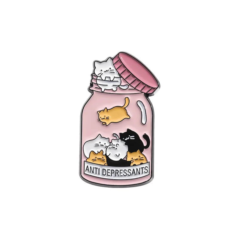 Cartoon Cat Collection Series Enamel Pins Funny Cute Kitten Brooches Lapel Badge Decorative Brooches Animal Jewelry Gift Friends
