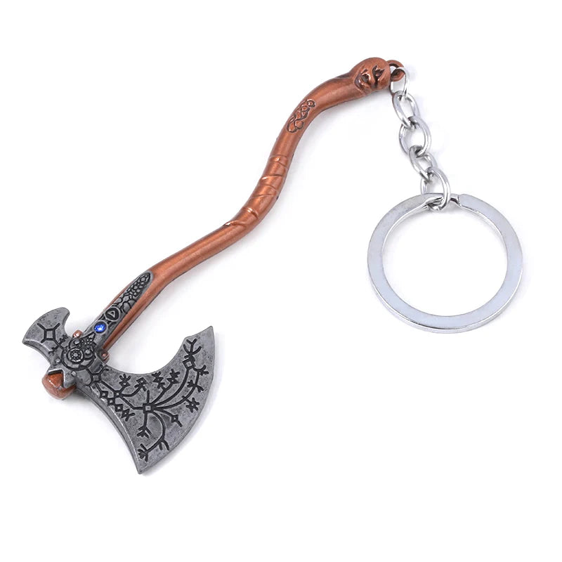 Game God of War 5 Ragnarok Key Chain Kratos Ares Thor's Hammer Blades of Exile Leviathan Axe Weapon Keychain for Men Jewelry