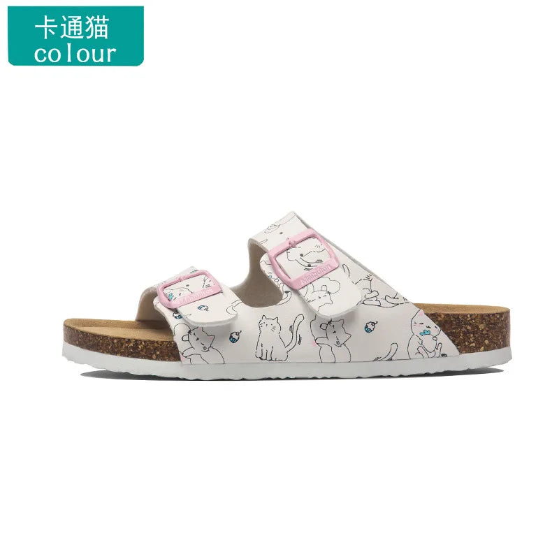 Unisex Buckle Flat Bottom Cork Slippers Summer Couple Beach Slippers Casual unisex Sandals unisex Shoes