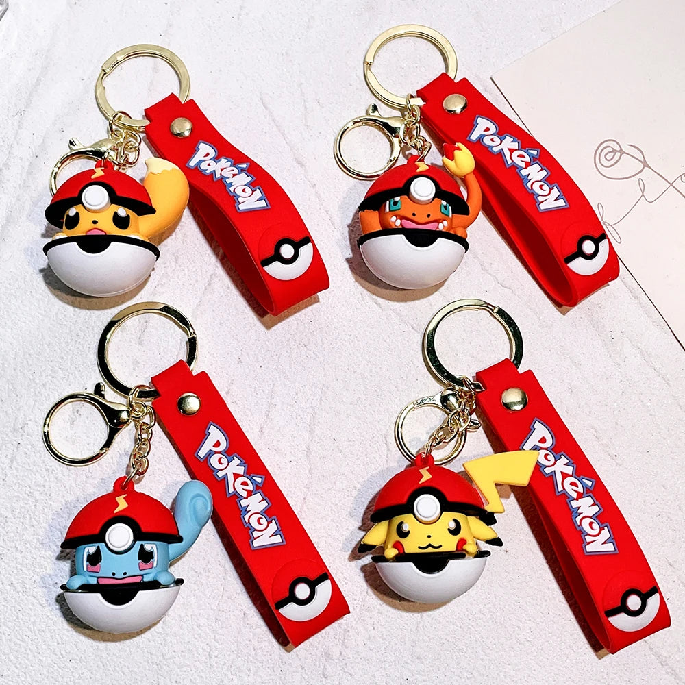 Pokemon Keychain batch Pendant Pokemon keyring Cute Pikachu Doll Bag Car Pendant for birthday Kids Gift Toys charm bulk gourd