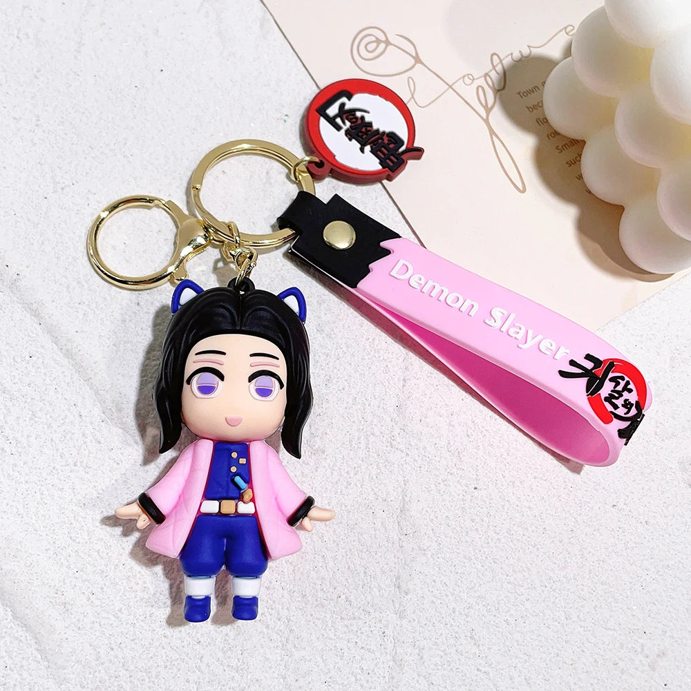 Cartoon Anime Ghost Slayer: Blade Doll Silicone Keychain Creative Trend Two-dimensional Soft Rubber Keychain Pendant Wholesale