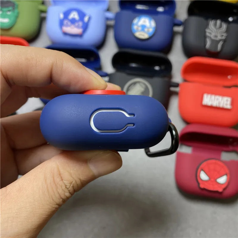 Cartoon Marvel Earphone Case for 2025 New Airpods 3 Silicone Wireless Bluetooth Earbuds Charger Protective Cover With Hook