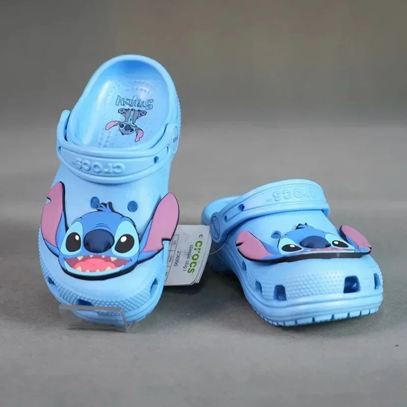 Sanrio Stitch Cartoon Anime Solid Waterproof Slipper Outdoor Sandals Stitch Casual Breathable Ankle-Wrap for Children Shoes Gift