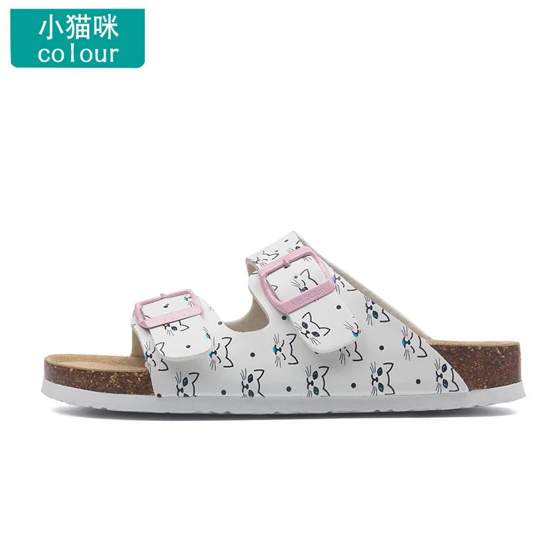 Unisex Buckle Flat Bottom Cork Slippers Summer Couple Beach Slippers Casual unisex Sandals unisex Shoes