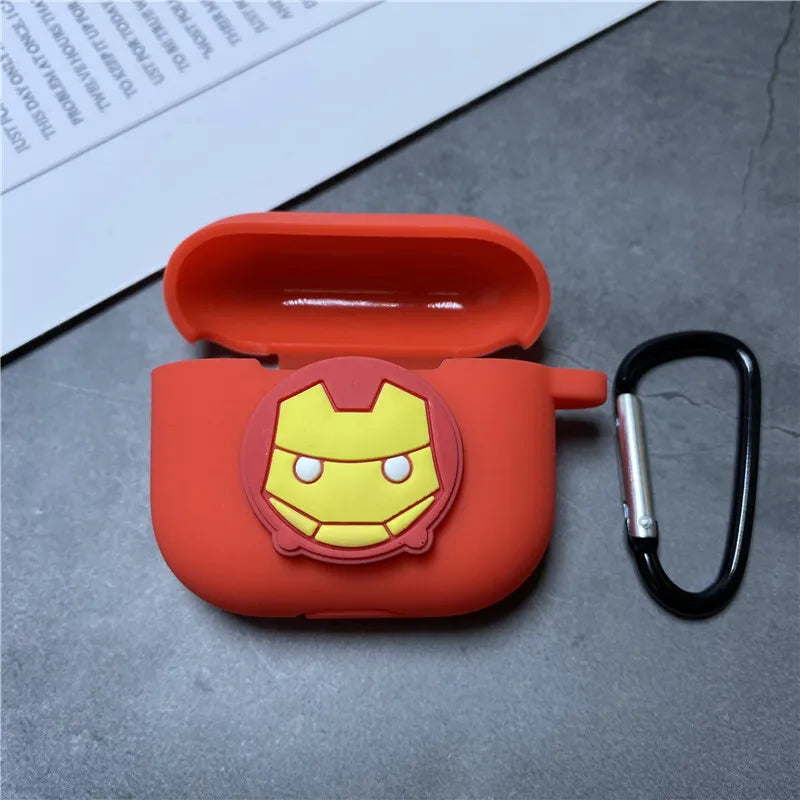 Cartoon Marvel Earphone Case for 2025 New Airpods 3 Silicone Wireless Bluetooth Earbuds Charger Protective Cover With Hook