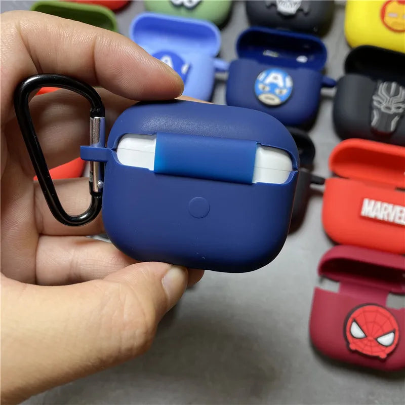 Cartoon Marvel Earphone Case for 2025 New Airpods 3 Silicone Wireless Bluetooth Earbuds Charger Protective Cover With Hook