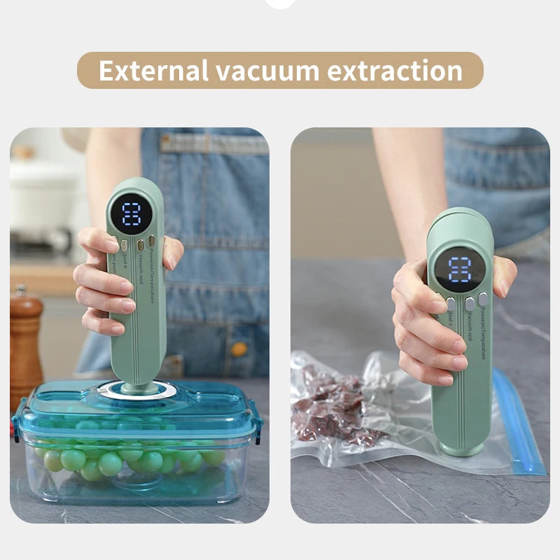 Mini Vacuum Sealer with USB-Rechargeable Portable Wireless ,Dry/Moist Food Preservation with Bags & Pump for Compact Storage