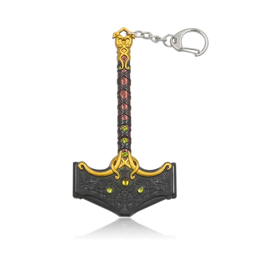 Game God of War 5 Ragnarok Key Chain Kratos Ares Thor's Hammer Blades of Exile Leviathan Axe Weapon Keychain for Men Jewelry