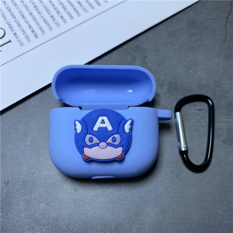 Cartoon Marvel Earphone Case for 2025 New Airpods 3 Silicone Wireless Bluetooth Earbuds Charger Protective Cover With Hook