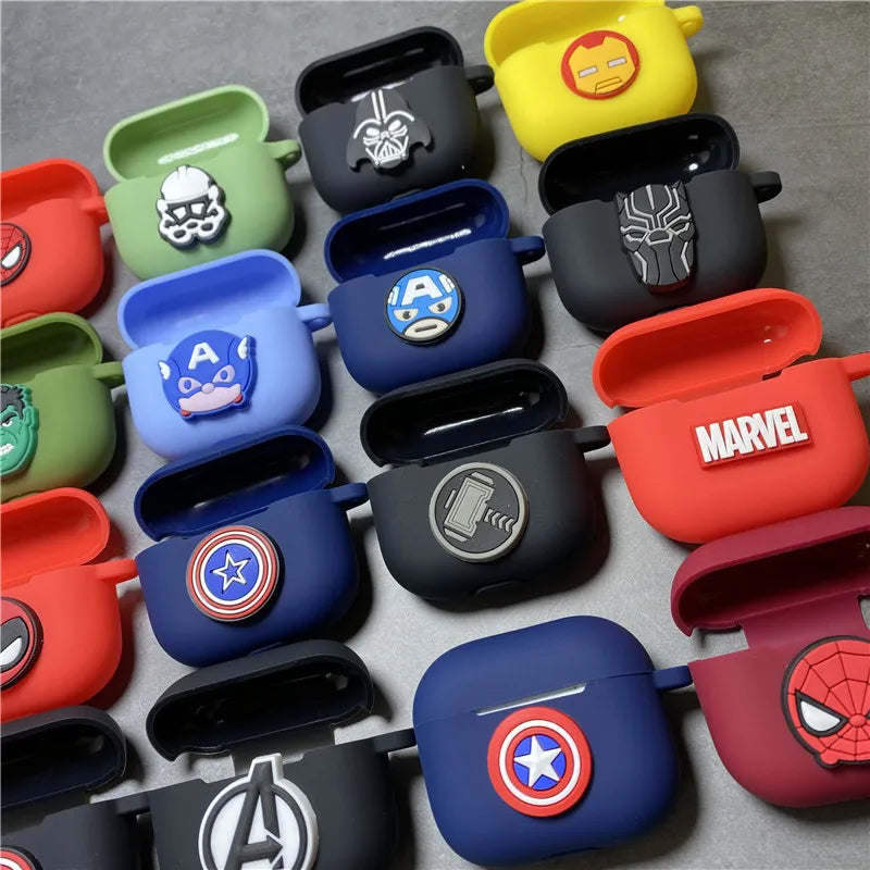 Cartoon Marvel Earphone Case for 2025 New Airpods 3 Silicone Wireless Bluetooth Earbuds Charger Protective Cover With Hook