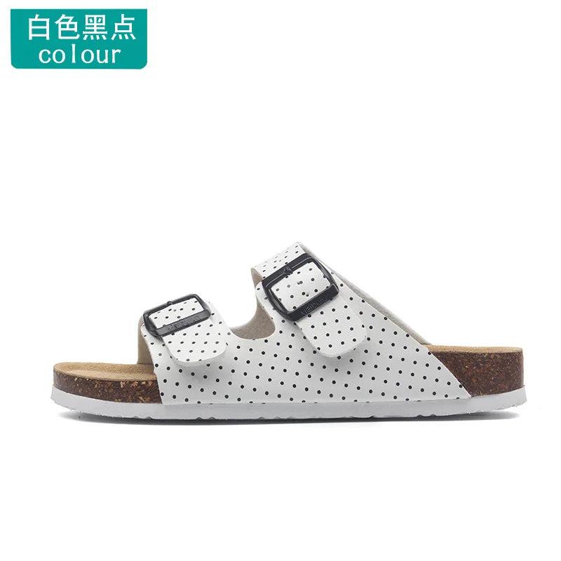 Unisex Buckle Flat Bottom Cork Slippers Summer Couple Beach Slippers Casual unisex Sandals unisex Shoes