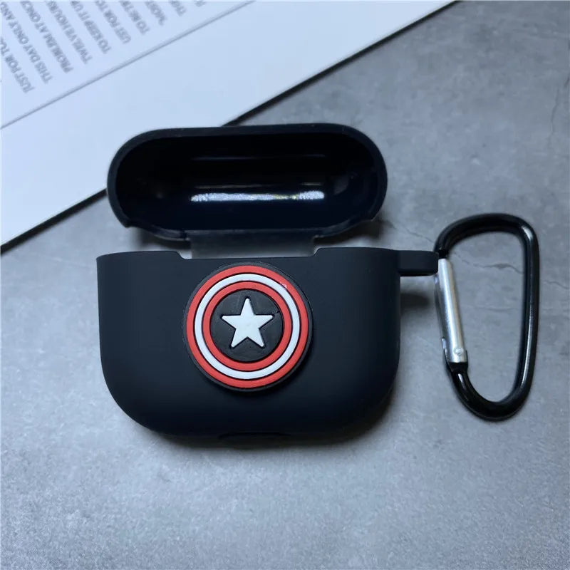 Cartoon Marvel Earphone Case for 2025 New Airpods 3 Silicone Wireless Bluetooth Earbuds Charger Protective Cover With Hook