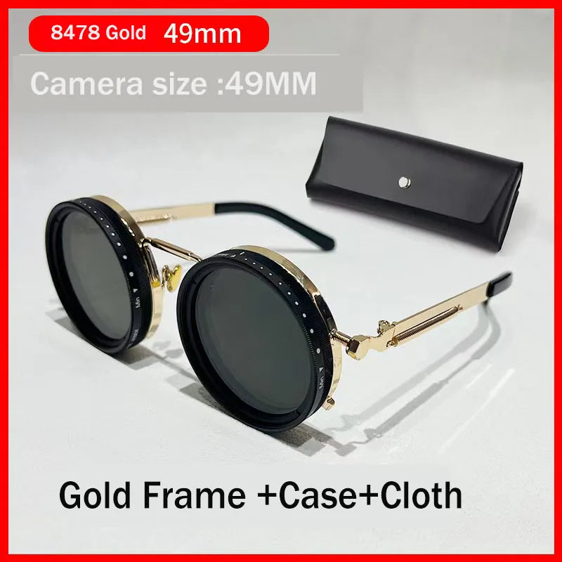 Hand Made Unisex Round Dimming Sunglasses Fishing Nd9 Adjustable Polarized SunGlasses UV Retro Punk Men Round Sunglasses