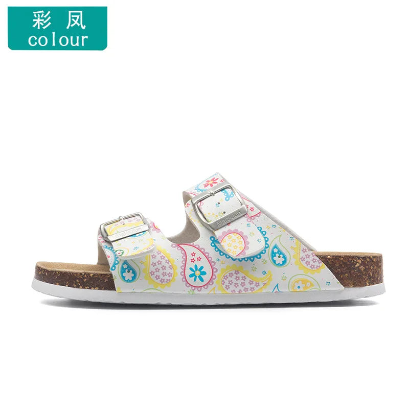 Unisex Buckle Flat Bottom Cork Slippers Summer Couple Beach Slippers Casual unisex Sandals unisex Shoes