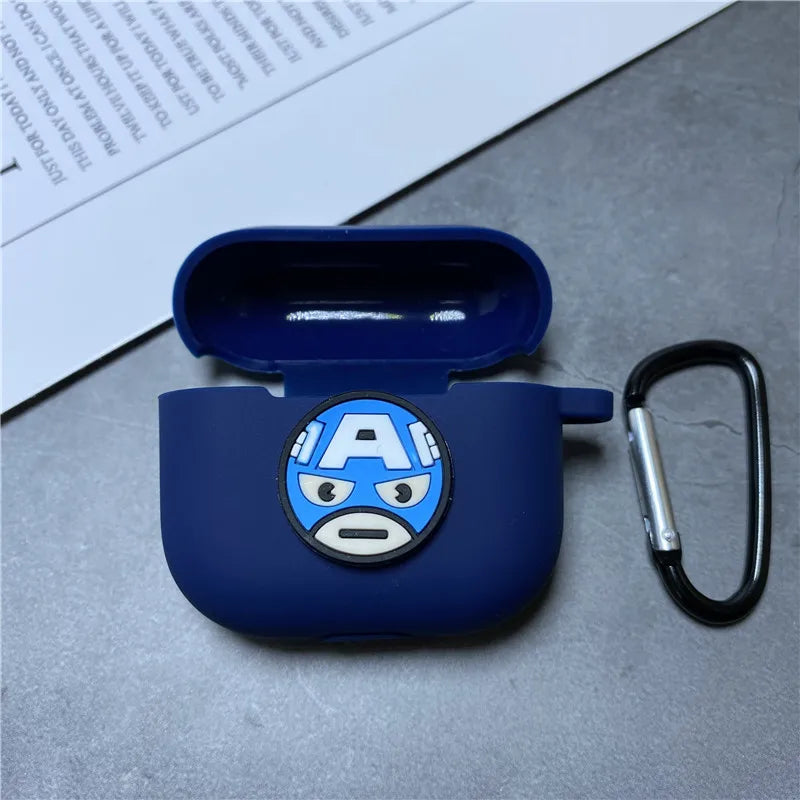 Cartoon Marvel Earphone Case for 2025 New Airpods 3 Silicone Wireless Bluetooth Earbuds Charger Protective Cover With Hook