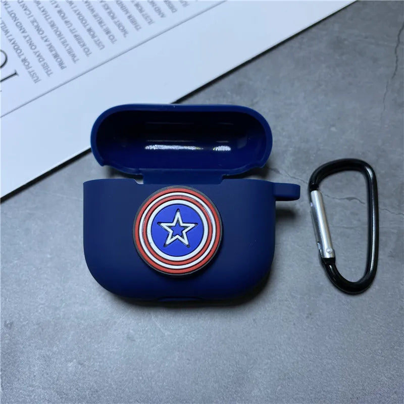 Cartoon Marvel Earphone Case for 2025 New Airpods 3 Silicone Wireless Bluetooth Earbuds Charger Protective Cover With Hook