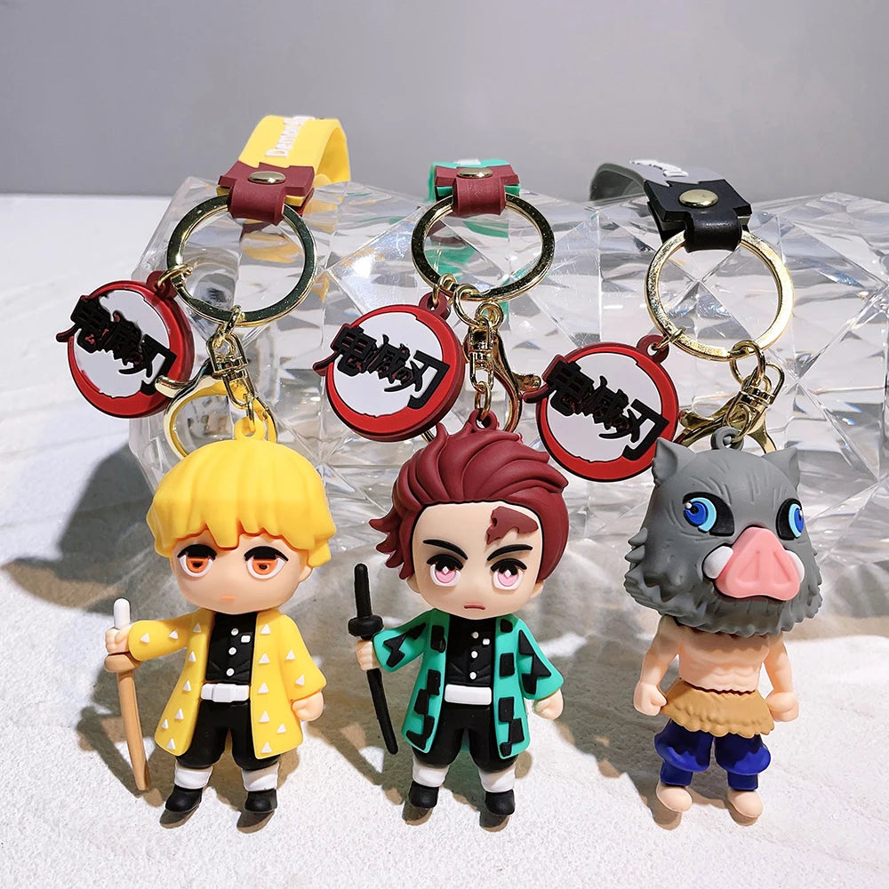 Cartoon Anime Ghost Slayer: Blade Doll Silicone Keychain Creative Trend Two-dimensional Soft Rubber Keychain Pendant Wholesale