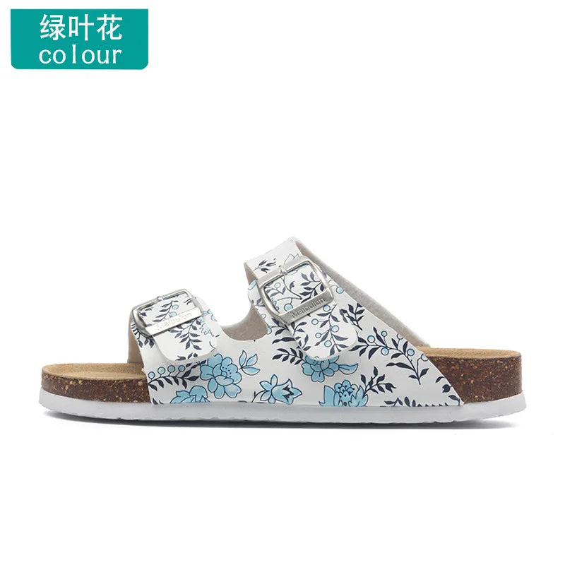 Unisex Buckle Flat Bottom Cork Slippers Summer Couple Beach Slippers Casual unisex Sandals unisex Shoes