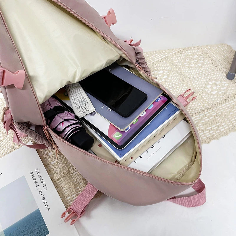 Cute Women Backpacks Waterproof Multi-Pocket Nylon, Female,Girls Kawaii Laptop Book Pack Mochilas