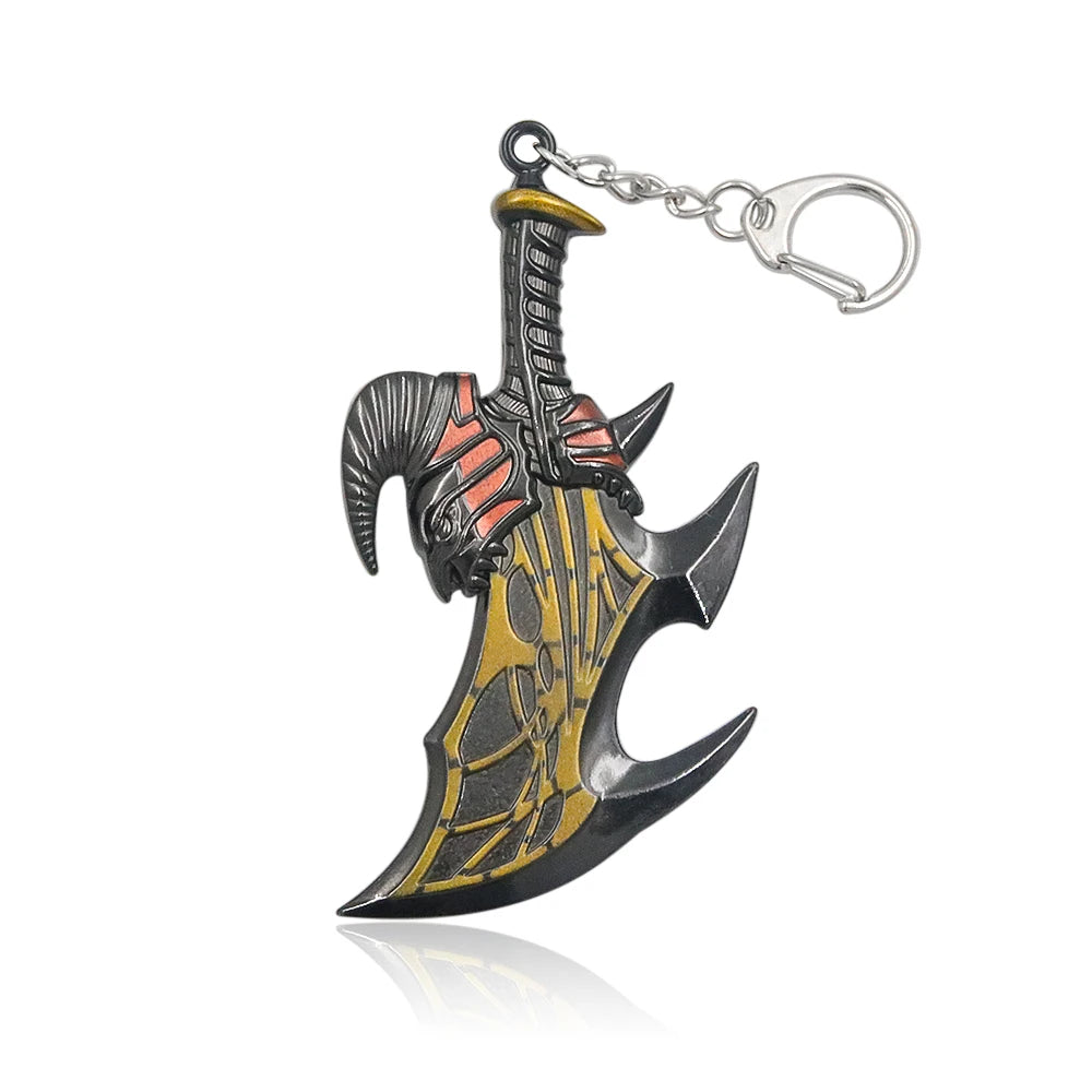 Game God of War 5 Ragnarok Key Chain Kratos Ares Thor's Hammer Blades of Exile Leviathan Axe Weapon Keychain for Men Jewelry