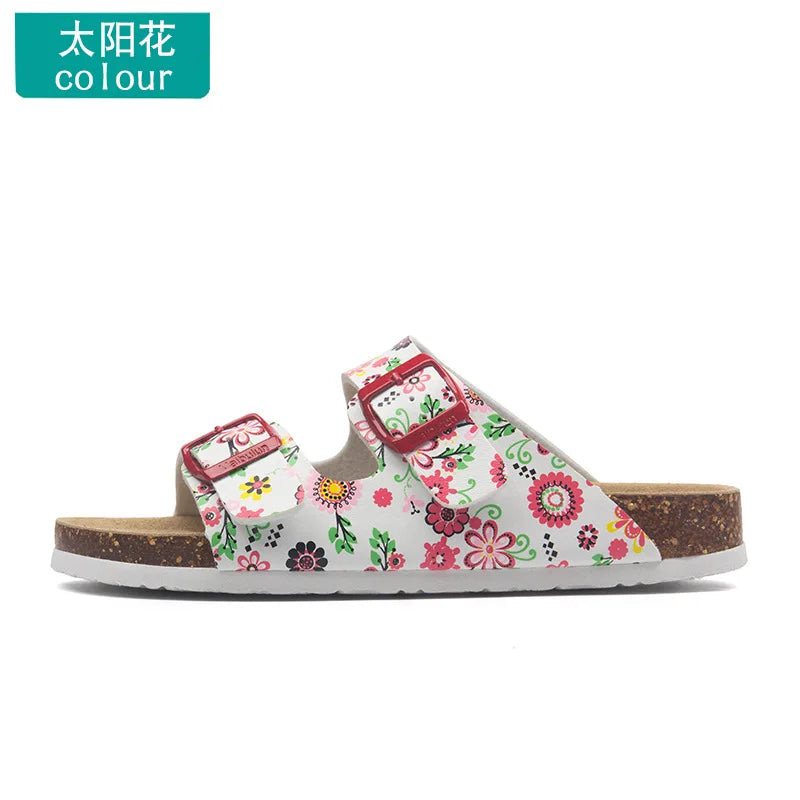 Unisex Buckle Flat Bottom Cork Slippers Summer Couple Beach Slippers Casual unisex Sandals unisex Shoes