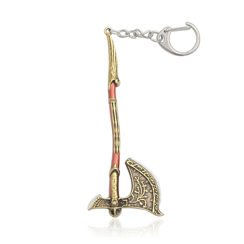 Game God of War 5 Ragnarok Key Chain Kratos Ares Thor's Hammer Blades of Exile Leviathan Axe Weapon Keychain for Men Jewelry
