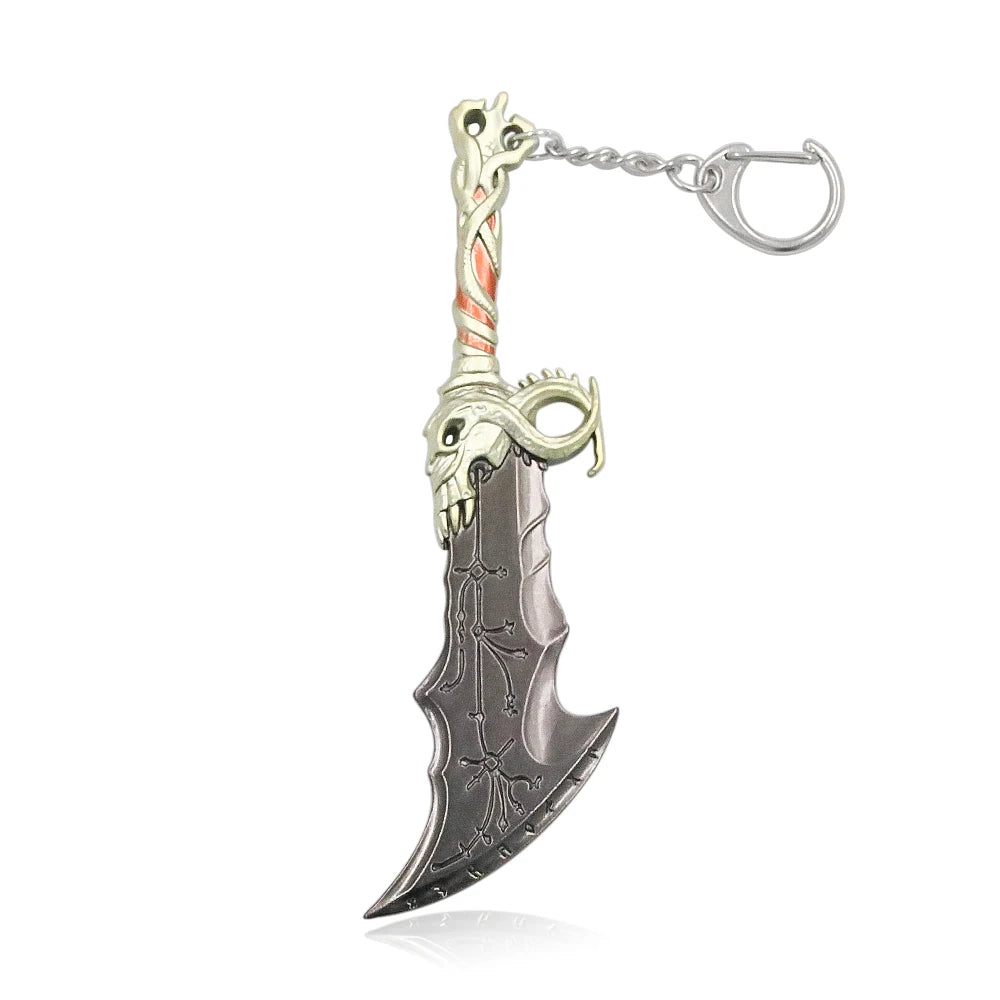 Game God of War 5 Ragnarok Key Chain Kratos Ares Thor's Hammer Blades of Exile Leviathan Axe Weapon Keychain for Men Jewelry