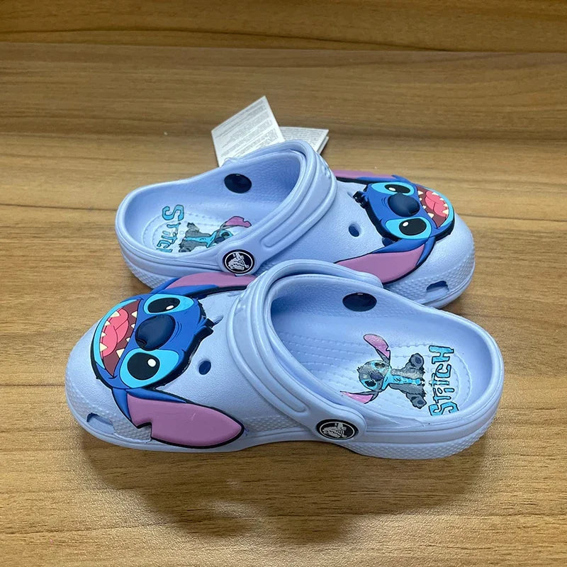 Sanrio Stitch Cartoon Anime Solid Waterproof Slipper Outdoor Sandals Stitch Casual Breathable Ankle-Wrap for Children Shoes Gift