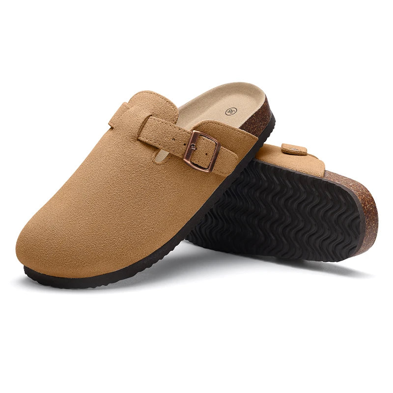 Crestar Women's Mules Cork Clogs Slippers Fashion Soft Footbed Suede Beach Slides With Arch Support Girls Outdoor Muller Shoes