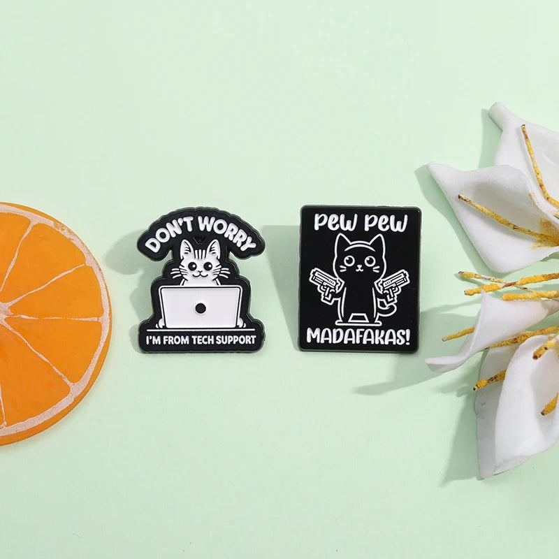 Cartoon Cat Collection Series Enamel Pins Funny Cute Kitten Brooches Lapel Badge Decorative Brooches Animal Jewelry Gift Friends