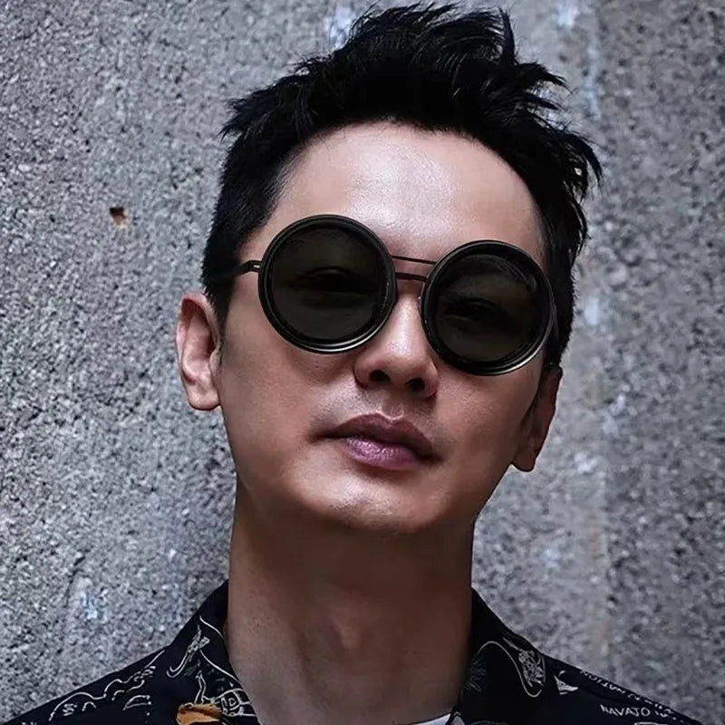 Hand Made Unisex Round Dimming Sunglasses Fishing Nd9 Adjustable Polarized SunGlasses UV Retro Punk Men Round Sunglasses
