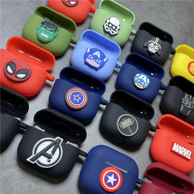 Cartoon Marvel Earphone Case for 2025 New Airpods 3 Silicone Wireless Bluetooth Earbuds Charger Protective Cover With Hook