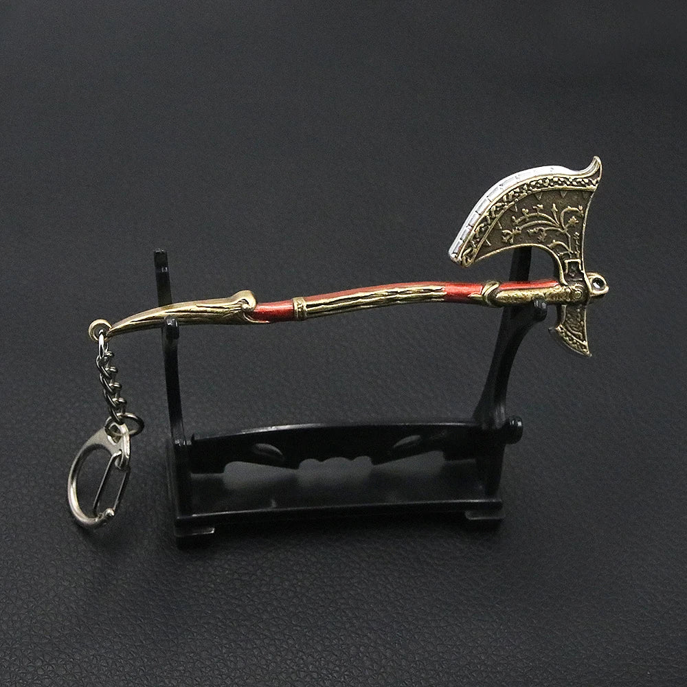 Game God of War 5 Ragnarok Key Chain Kratos Ares Thor's Hammer Blades of Exile Leviathan Axe Weapon Keychain for Men Jewelry