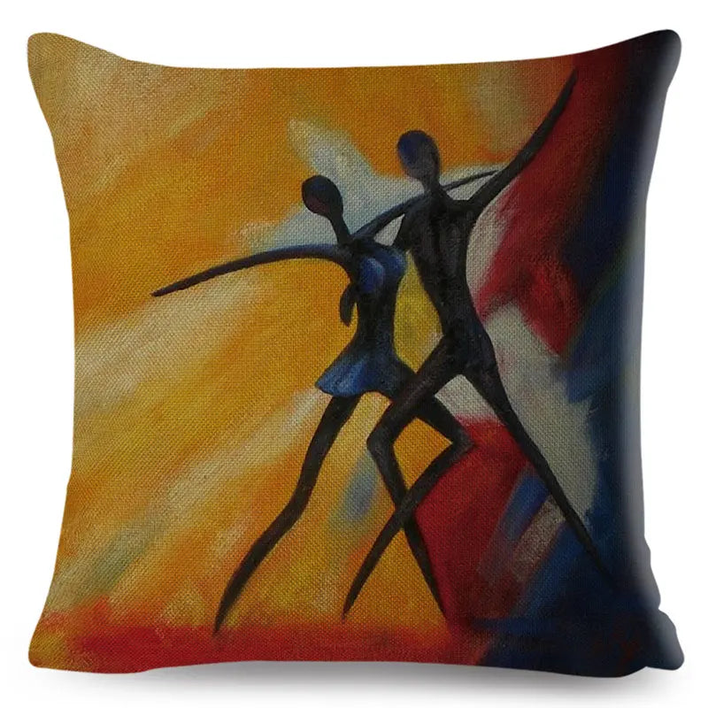 Africa Life Collection Cushion Cover Decor Orange Abstract Painting  Pillow Case Gallery for Sofa Home African Lady Pillowcase
