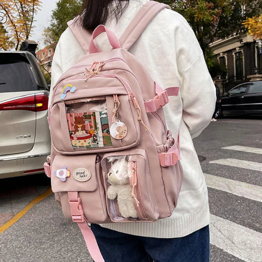 Cute Women Backpacks Waterproof Multi-Pocket Nylon, Female,Girls Kawaii Laptop Book Pack Mochilas