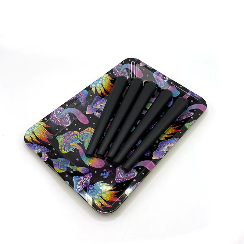 5pcs Airtight Storage Containers Smell Proof Holders with Metal Rolling Tray 18X12.5CM Tobacco Smoking Accessories